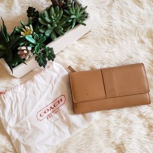 Coach Leather Khaki Checkbook Wallet